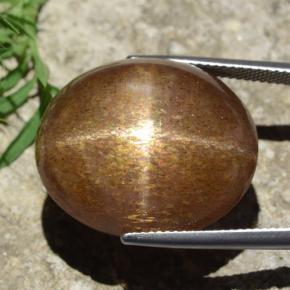 حجر الشمس نجمي بني ذهبي طبيعي، قصة بيضاوى، 39.02 قيراط، غير شفاف