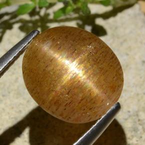 نجمة صن ستون بني ذهبي طبيعي، قصة بيضاوى، 3.99 قيراط، نصف شفاف