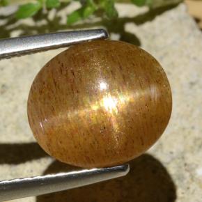 نجمة صن ستون بني ذهبي طبيعي، قصة بيضاوى، 3.99 قيراط، نصف شفاف