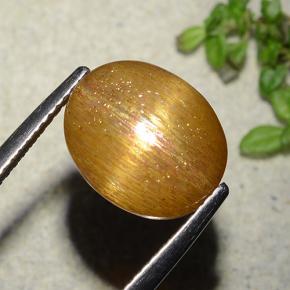 نجمة صن ستون بني ذهبي طبيعي، قصة بيضاوى، 5.86 قيراط، غير شفاف