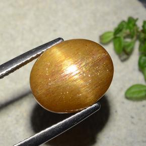 نجمة صن ستون بني ذهبي طبيعي، قصة بيضاوى، 5.86 قيراط، غير شفاف