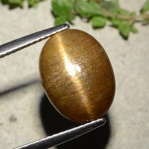 نجمة صن ستون بني ذهبي طبيعي، قصة بيضاوى، 7.67 قيراط، غير شفاف