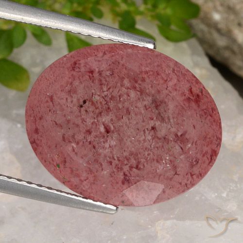 12.29ct طبيعي أحمر كرزى أرجوانى كوارتز الفراولة, بيضوي, نصف شفاف