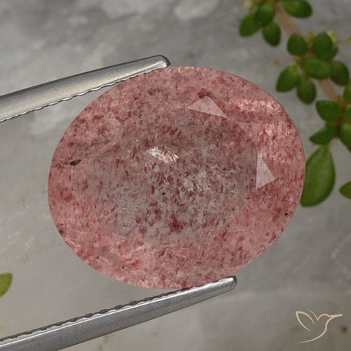 8.89ct طبيعي أحمر أرجوانى كوارتز الفراولة, بيضوي, نصف شفاف