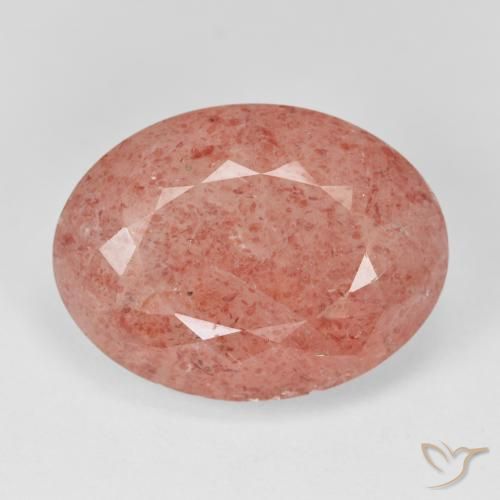 17.53ct طبيعي أحمر متوسط كوارتز الفراولة, بيضوي, نصف شفاف