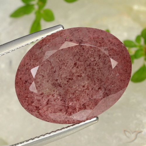 17.12ct طبيعي أحمر كرزى أرجوانى كوارتز الفراولة, بيضوي, نصف شفاف