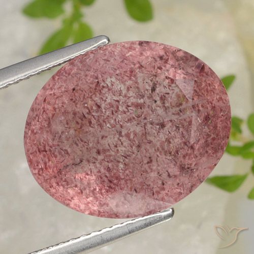 11.41ct طبيعي وردى متوسط كوارتز الفراولة, بيضوي, نصف شفاف