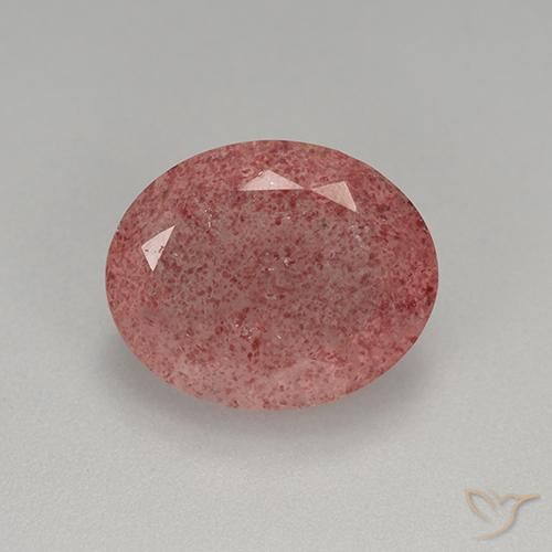 7.64ct طبيعي وردى كثيف كوارتز الفراولة, بيضوي, نصف شفاف