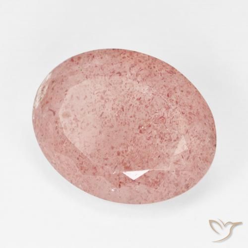 كوارتز الفراولة Pale Red Orange طبيعي، بيضوي، 11.72 قيراط، نصف شفاف