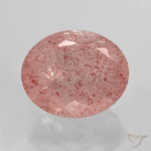 11.84ct طبيعي وردى برتقالى كوارتز الفراولة, بيضوي, نصف شفاف