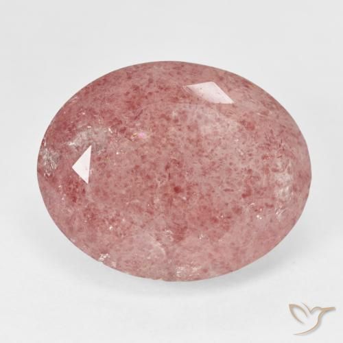 20.31ct طبيعي وردى متوسط كوارتز الفراولة, بيضوي, نصف شفاف