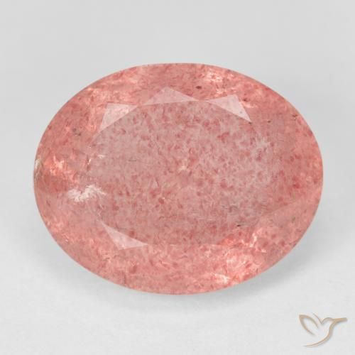 8.41ct طبيعي وردى زهرى فاتح كوارتز الفراولة, بيضوي, نصف شفاف