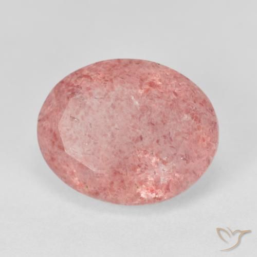 8.02ct طبيعي وردى متوسط كوارتز الفراولة, بيضوي, نصف شفاف