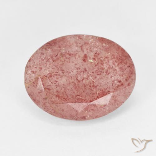 7.35ct طبيعي وردى متوسط كوارتز الفراولة, بيضوي, نصف شفاف