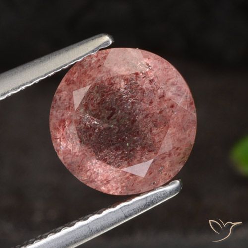 1.98ct طبيعي وردى داكن كوارتز الفراولة, دائري, نصف شفاف