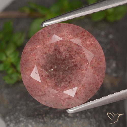 4.73ct طبيعي وردى زهرى غامق كوارتز الفراولة, دائري, نصف شفاف