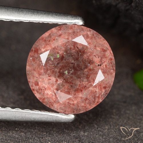 1.96ct طبيعي وردى توت العليق كوارتز الفراولة, دائري, نصف شفاف