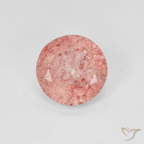 1.87ct طبيعي وردى زهرى فاتح كوارتز الفراولة, دائري, نصف شفاف