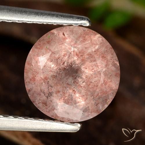 1.92ct طبيعي وردى داكن-متوسط كوارتز الفراولة, دائري, نصف شفاف