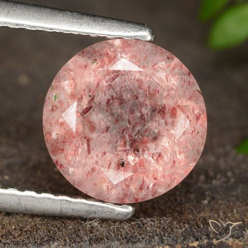 1.84ct طبيعي أحمر الدعسوقة كوارتز الفراولة, دائري, نصف شفاف