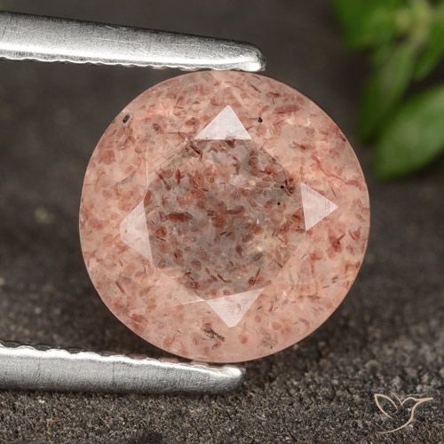 1.75ct طبيعي وردى برتقالى كوارتز الفراولة, دائري, نصف شفاف