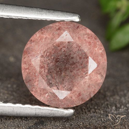1.83ct طبيعي وردى زهرى غامق كوارتز الفراولة, دائري, نصف شفاف