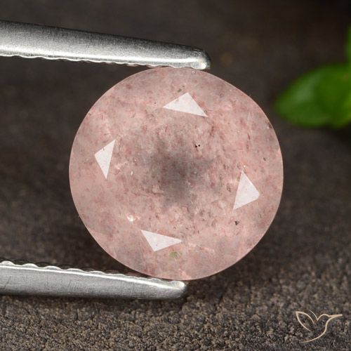 1.93ct طبيعي وردى فلامنجو كوارتز الفراولة, دائري, نصف شفاف