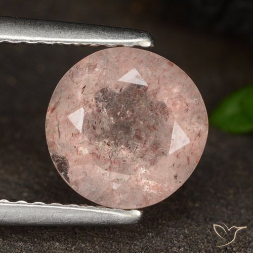 1.78ct طبيعي وردي فاتح كوارتز الفراولة, دائري, نصف شفاف