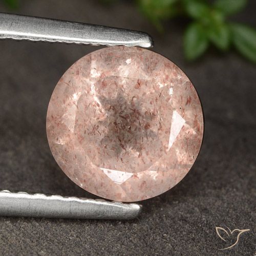 1.72ct طبيعي وردى فاتح-متوسط كوارتز الفراولة, دائري, نصف شفاف