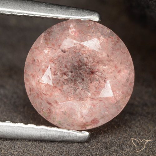 1.88ct طبيعي وردى فلامنجو كوارتز الفراولة, دائري, نصف شفاف