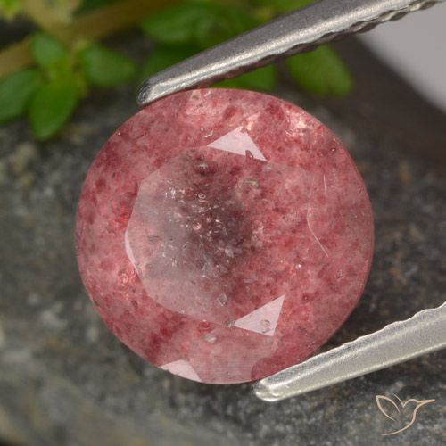 1.80ct طبيعي وردى زهرى غامق كوارتز الفراولة, دائري, نصف شفاف