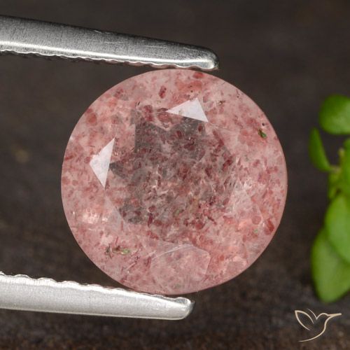 1.69ct طبيعي وردى زهرى فاتح كوارتز الفراولة, دائري, نصف شفاف