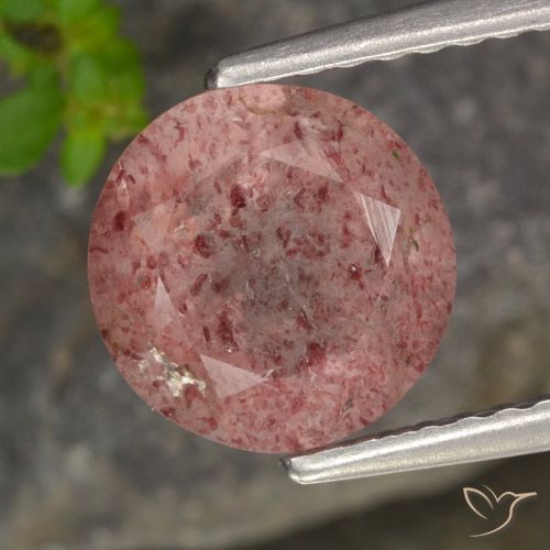 1.78ct طبيعي وردى زهرى كوارتز الفراولة, دائري, نصف شفاف