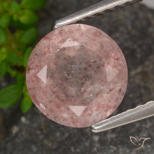 1.62ct طبيعي وردى العلكة فاتح كوارتز الفراولة, دائري, شفاف