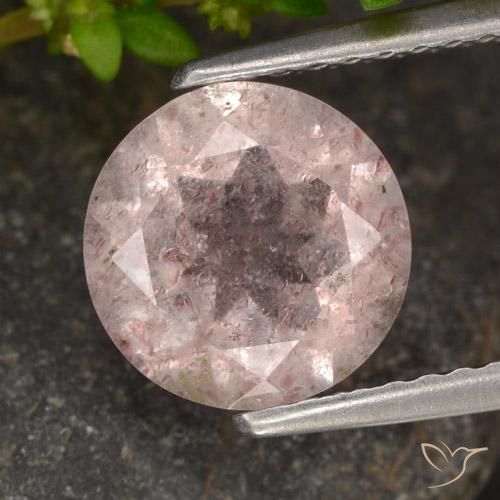 1.65ct طبيعي وردى زهرى فاتح كوارتز الفراولة, دائري, نصف شفاف