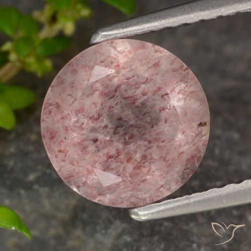 1.90ct طبيعي وردي فاتح كوارتز الفراولة, دائري, نصف شفاف