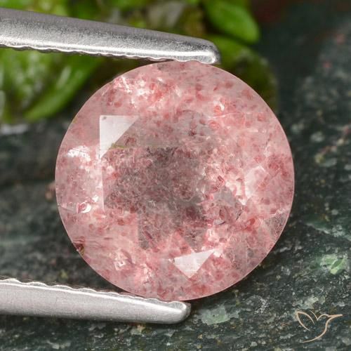 1.62ct طبيعي وردي فاتح كوارتز الفراولة, دائري, نصف شفاف