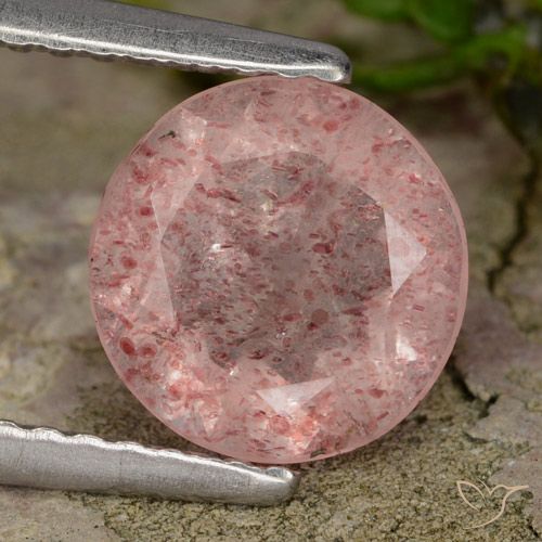 1.51ct طبيعي وردي فاتح كوارتز الفراولة, دائري, نصف شفاف
