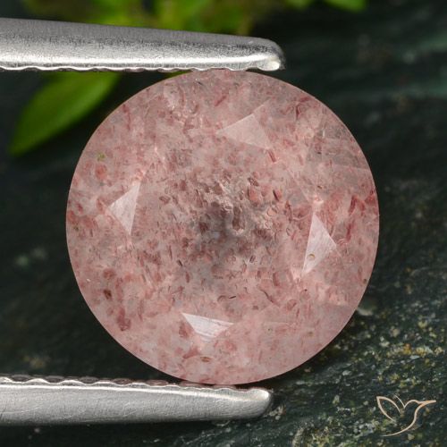 1.83ct طبيعي وردي فاتح كوارتز الفراولة, دائري, نصف شفاف