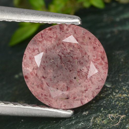 2.10ct طبيعي وردى متوسط كوارتز الفراولة, دائري, نصف شفاف