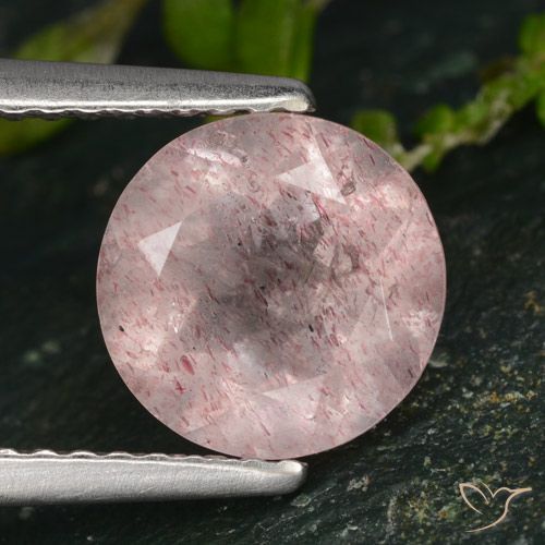 1.78ct طبيعي وردي فاتح كوارتز الفراولة, دائري, نصف شفاف