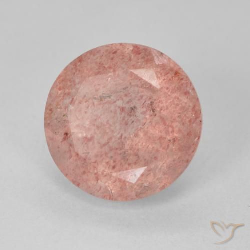 4.95ct طبيعي وردى متوسط كوارتز الفراولة, دائري, نصف شفاف
