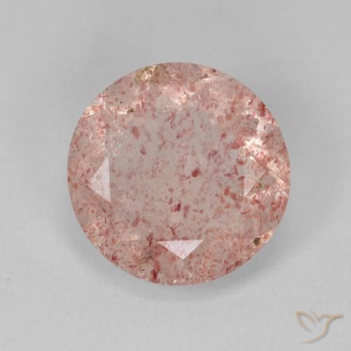 3.55ct طبيعي وردي فاتح كوارتز الفراولة, دائري, نصف شفاف