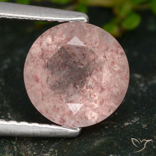1.73ct طبيعي وردي فاتح كوارتز الفراولة, دائري, نصف شفاف