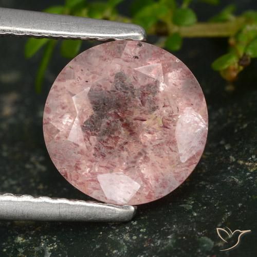 1.60ct طبيعي وردى فاتح-متوسط كوارتز الفراولة, دائري, نصف شفاف