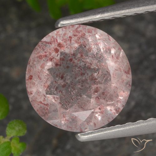 1.82ct طبيعي وردي فاتح كوارتز الفراولة, دائري, نصف شفاف