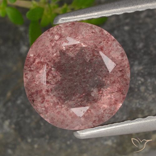 1.78ct طبيعي وردى زهرى كوارتز الفراولة, دائري, نصف شفاف