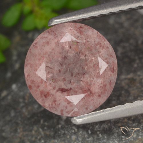 1.85ct طبيعي وردي فاتح كوارتز الفراولة, دائري, نصف شفاف