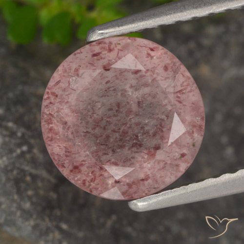 1.71ct طبيعي درجة اللون الوردى كوارتز الفراولة, دائري, نصف شفاف