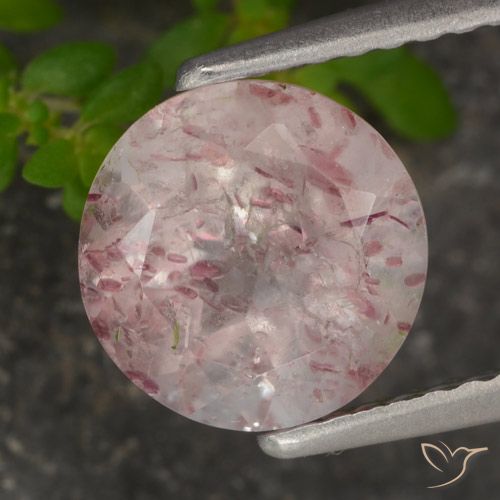 1.72ct طبيعي وردي فاتح كوارتز الفراولة, دائري, نصف شفاف